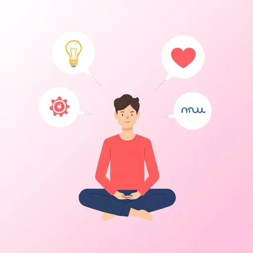 Person contemplating personality traits with symbolic icons floating around them