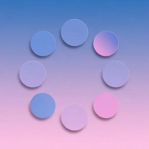 Nine geometric shapes in a circle representing Enneagram types with indigo-to-pink gradient