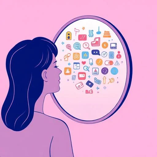 Illustration of person discovering their personality type through a glowing mirror reflection